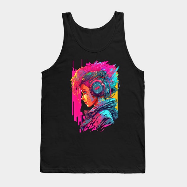 Neon Cyberpunk Hacker - V1.01 Tank Top by SMCLN